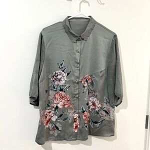 100% silk floral shirt, short sleeve blouse. T shirt